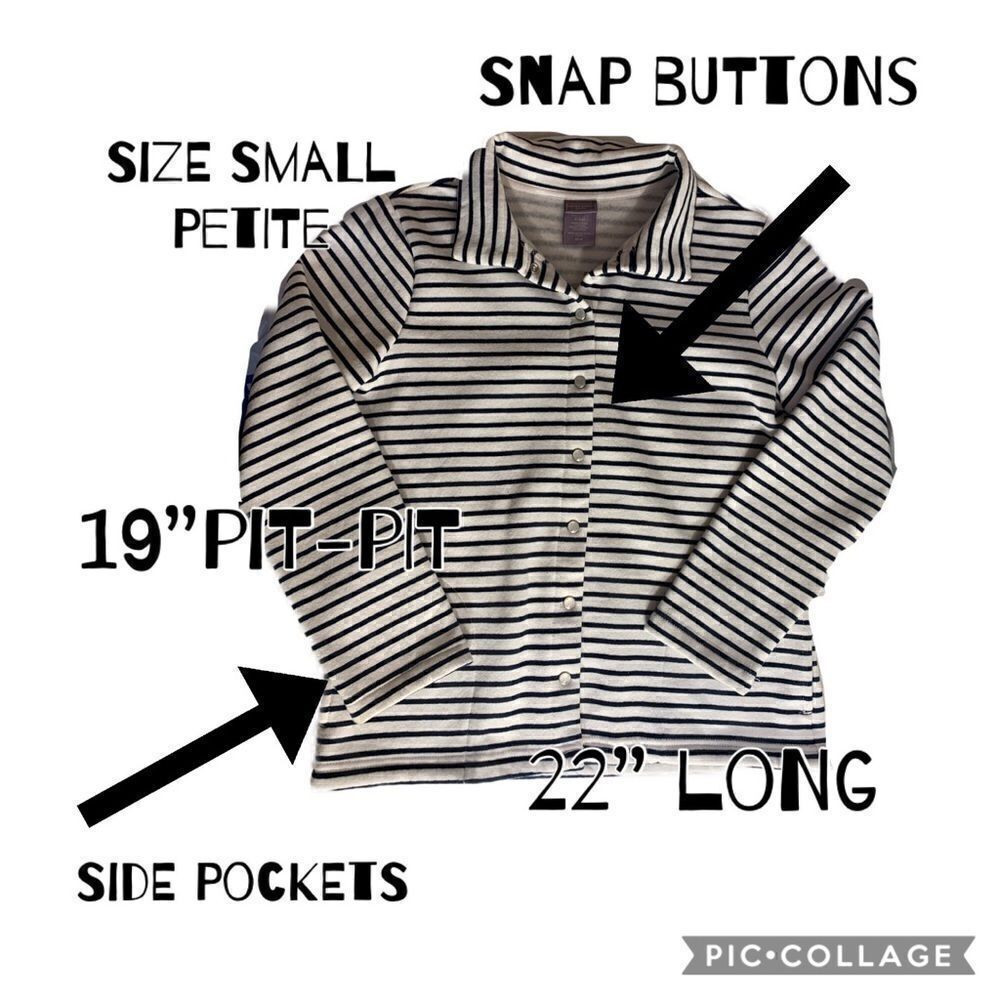 Laura Scott snap button-up striped cardigan sweater size small petite - Picture 5 of 9